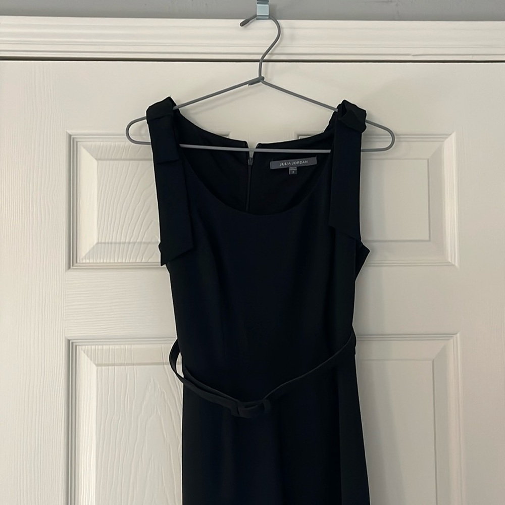 Wide leg belted jumpsuit, black